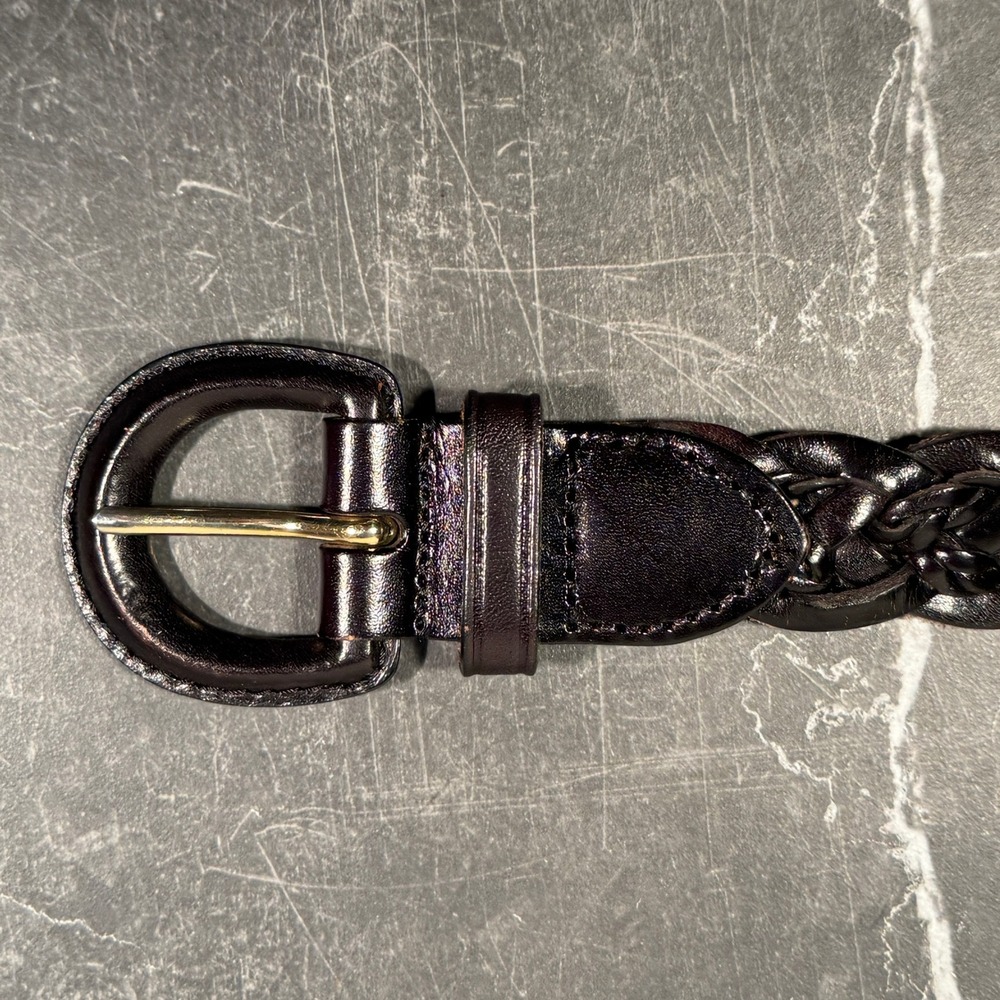 Womens‎ Talbots Braided Leather Belt Black | 34W Size 16  | Woven Buckle - Picture 6 of 11